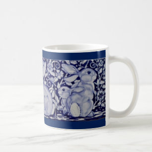 Dedham Blue & White Rabbit Ceramic Tile Coffee Mug