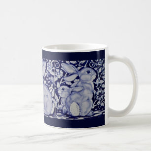 Dedham Blue & White Rabbit Ceramic Tile Coffee Mug