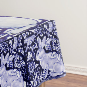 Dedham Blue & White Rabbit Ceramic Tile Tablecloth