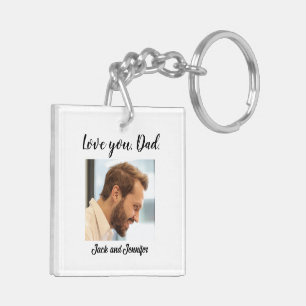 Dedicated And Devoted Dad Photo Back Key Ring