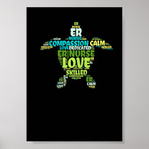 Dedicated Blue Er Nurse Sea Turtle Poster
