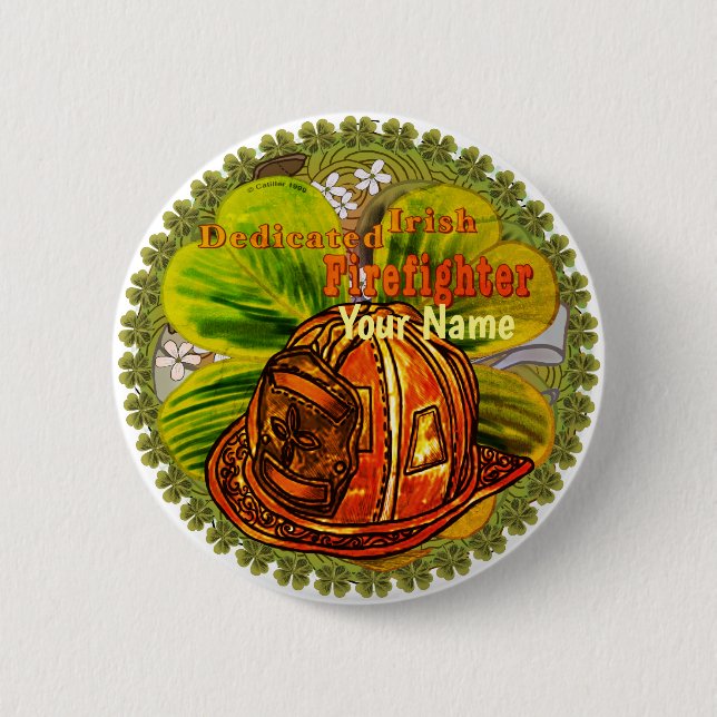 Dedicated Irish Firefighter 6 Cm Round Badge (Front)