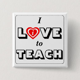 Dedicated Teacher Love / Live to Teach Motto 15 Cm Square Badge
