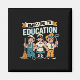 Dedicated To Education – Retro School Staff Apprec Magnet