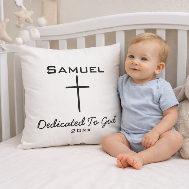 Dedicated to God Child Dedication Cross Cushion (Creator Uploaded)