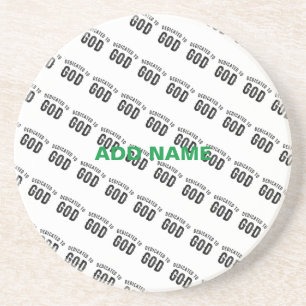 DEDICATED TO GOD COOL CUSTOMIZABLE BLACK TEXT COASTER