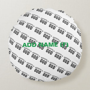 DEDICATED TO GOD COOL CUSTOMIZABLE BLACK TEXT ROUND CUSHION