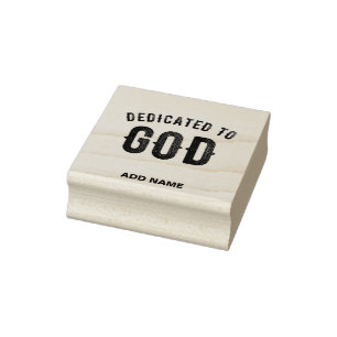 DEDICATED TO GOD COOL CUSTOMIZABLE BLACK TEXT RUBBER STAMP
