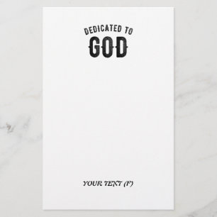 DEDICATED TO GOD COOL CUSTOMIZABLE BLACK TEXT STATIONERY