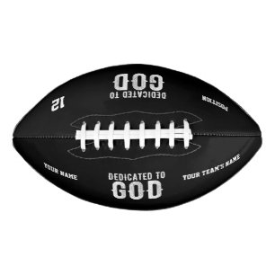 DEDICATED TO GOD COOL CUSTOMIZABLE WHITE TEXT AMERICAN FOOTBALL