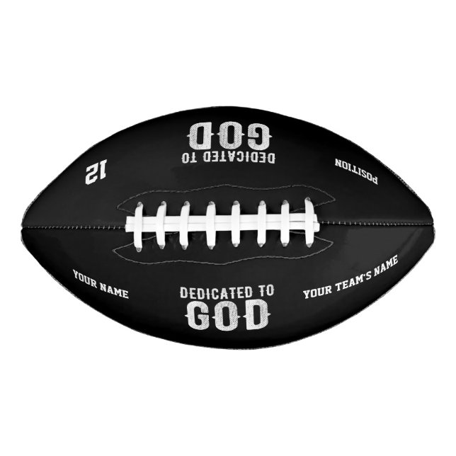 DEDICATED TO GOD COOL CUSTOMIZABLE WHITE  TEXT AMERICAN FOOTBALL (Front)
