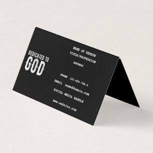 DEDICATED TO GOD COOL CUSTOMIZABLE WHITE  TEXT BUSINESS CARD