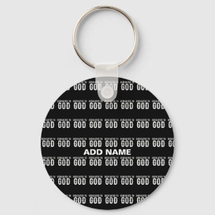 DEDICATED TO GOD COOL CUSTOMIZABLE WHITE TEXT KEY RING