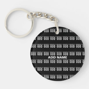 DEDICATED TO GOD COOL CUSTOMIZABLE WHITE  TEXT KEY RING