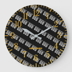 DEDICATED TO GOD COOL CUSTOMIZABLE WHITE  TEXT LARGE CLOCK