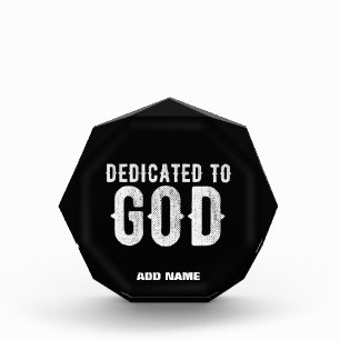 DEDICATED TO GOD COOL CUSTOMIZABLE WHITE TEXT PHOTO BLOCK
