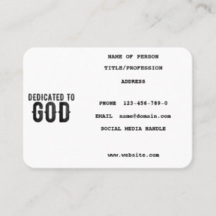 DEDICATED TO GOD  CUSTOMIZABLE COOL BLACK TEXT CALLING CARD