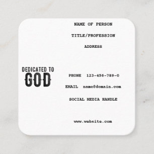 DEDICATED TO GOD  CUSTOMIZABLE COOL BLACK TEXT CALLING CARD