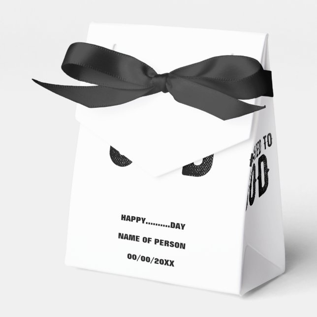 DEDICATED TO GOD  CUSTOMIZABLE COOL BLACK TEXT FAVOUR BOX (Front Side)