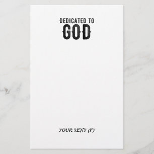 DEDICATED TO GOD CUSTOMIZABLE COOL BLACK TEXT STATIONERY