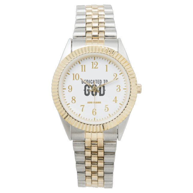 DEDICATED TO GOD  CUSTOMIZABLE COOL BLACK TEXT WATCH (Front)