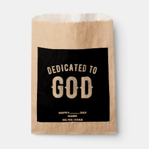 DEDICATED TO GOD CUSTOMIZABLE COOL WHITE TEXT FAVOUR BAGS