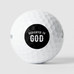 DEDICATED TO GOD CUSTOMIZABLE COOL WHITE TEXT GOLF BALLS