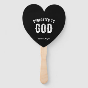 DEDICATED TO GOD CUSTOMIZABLE COOL WHITE TEXT HAND FAN