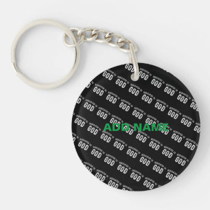 DEDICATED TO GOD CUSTOMIZABLE COOL WHITE TEXT KEY RING