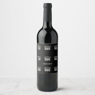 DEDICATED TO GOD CUSTOMIZABLE COOL WHITE TEXT WINE LABEL