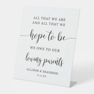 Dedicated To Our Parents Wedding SIgn