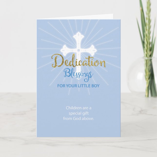 Dedication Blessings Boy Blue and Gold Card (Front)