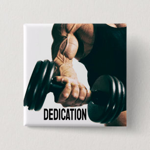 Dedication Motivational Workout Muscles 15 Cm Square Badge