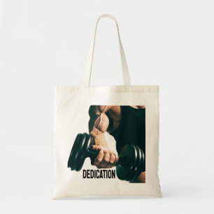Dedication Motivational Workout Muscles Tote Bag