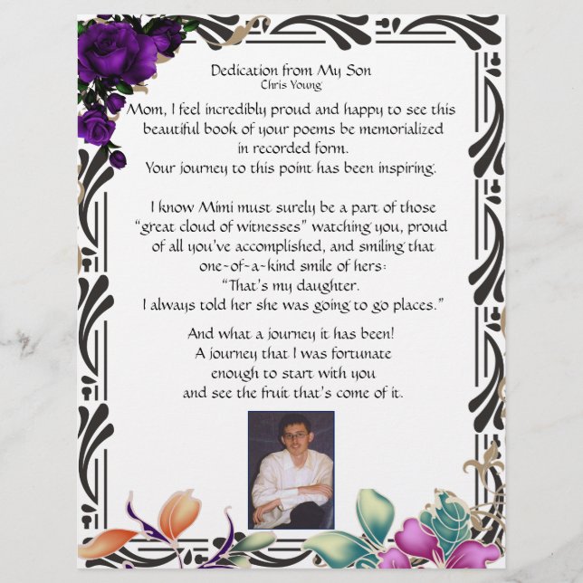 Dedication of my son on Personalised Paper (Front)