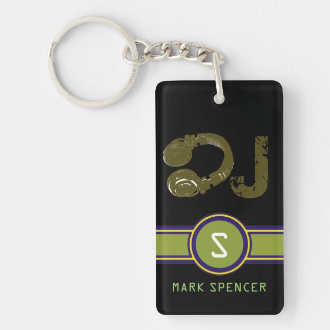 dee jay initial monogram key ring (Front)