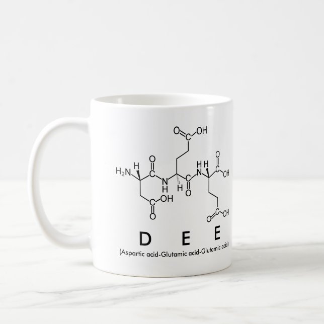 Dee peptide name mug (Left)