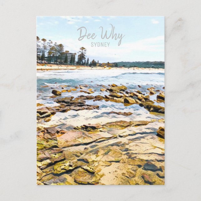 Dee Why Sydney Northern Beaches retro travel Postcard (Front)