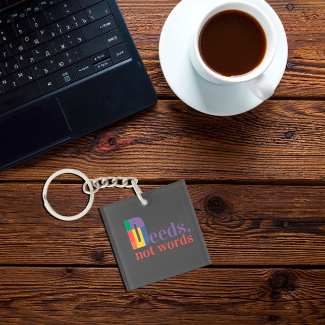 Deeds not word wisdom quote black keychain (Creator Uploaded)