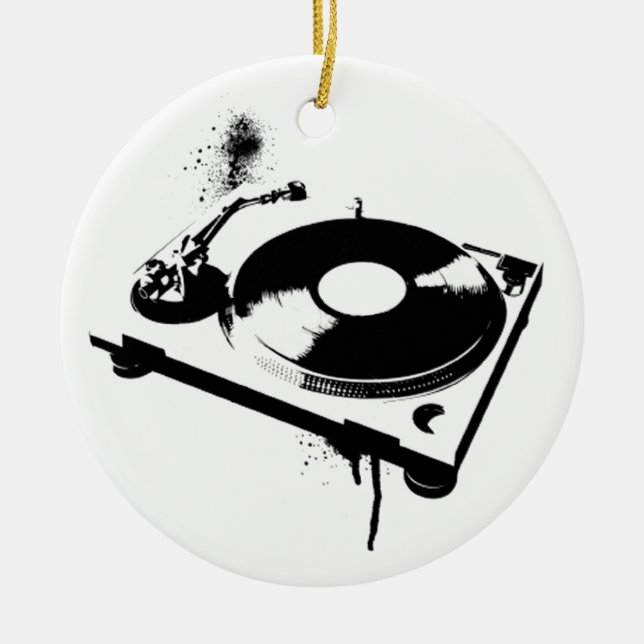 Deejay DJ Turntable Ornament | House Music Gifts (Front)