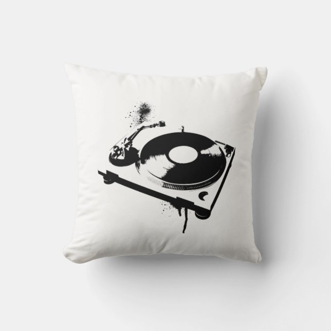 Deejay DJ Turntable Pillow | House music gifts (Front)