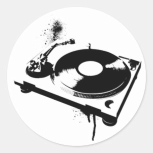 Deejay DJ Turntable Round Sticker   House music