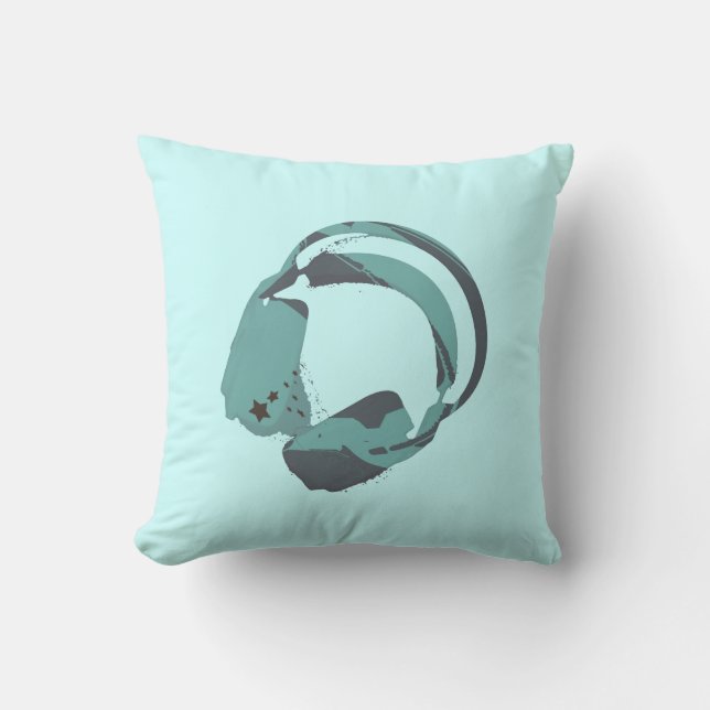 Deejay headphones funky decorative toss pillow (Front)