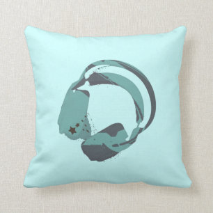 Deejay headphones funky decorative toss pillow