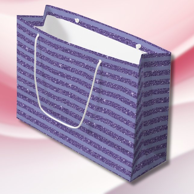 Deep Amethyst Glitter Style Horizontal Stripes  Large Gift Bag (Creator Uploaded)