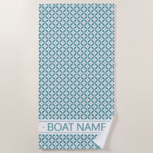 Deep Aqua Geometric Pattern. Custom Boat Name
