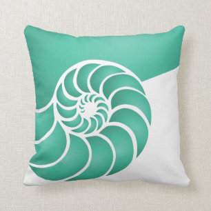 Deep Aqua Nautilus Nautical Seaside Cushion