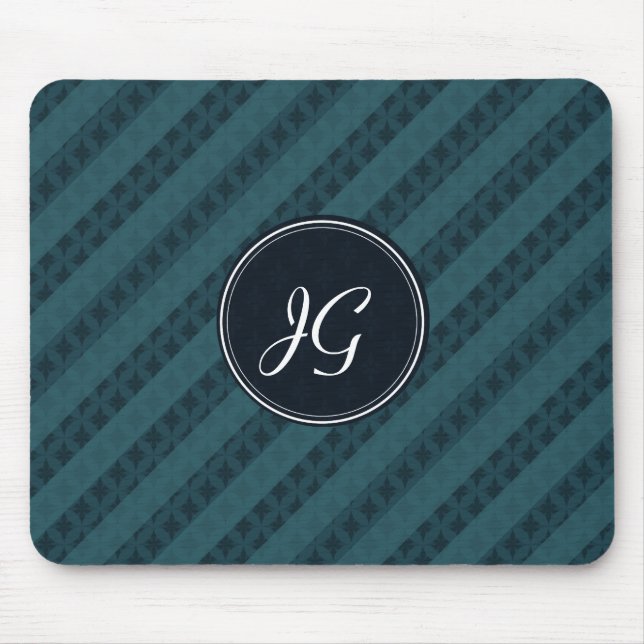 Deep Aqua Navy Blue Attractive Classy Pattern Mouse Mat (Front)