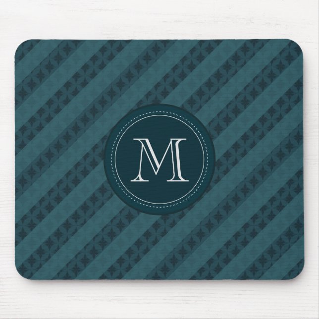 Deep Aqua Navy Blue Attractive Classy Pattern Mouse Mat (Front)