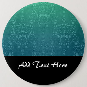 Deep Aquamarine Turquoise Green Damask Pattern 6 Cm Round Badge